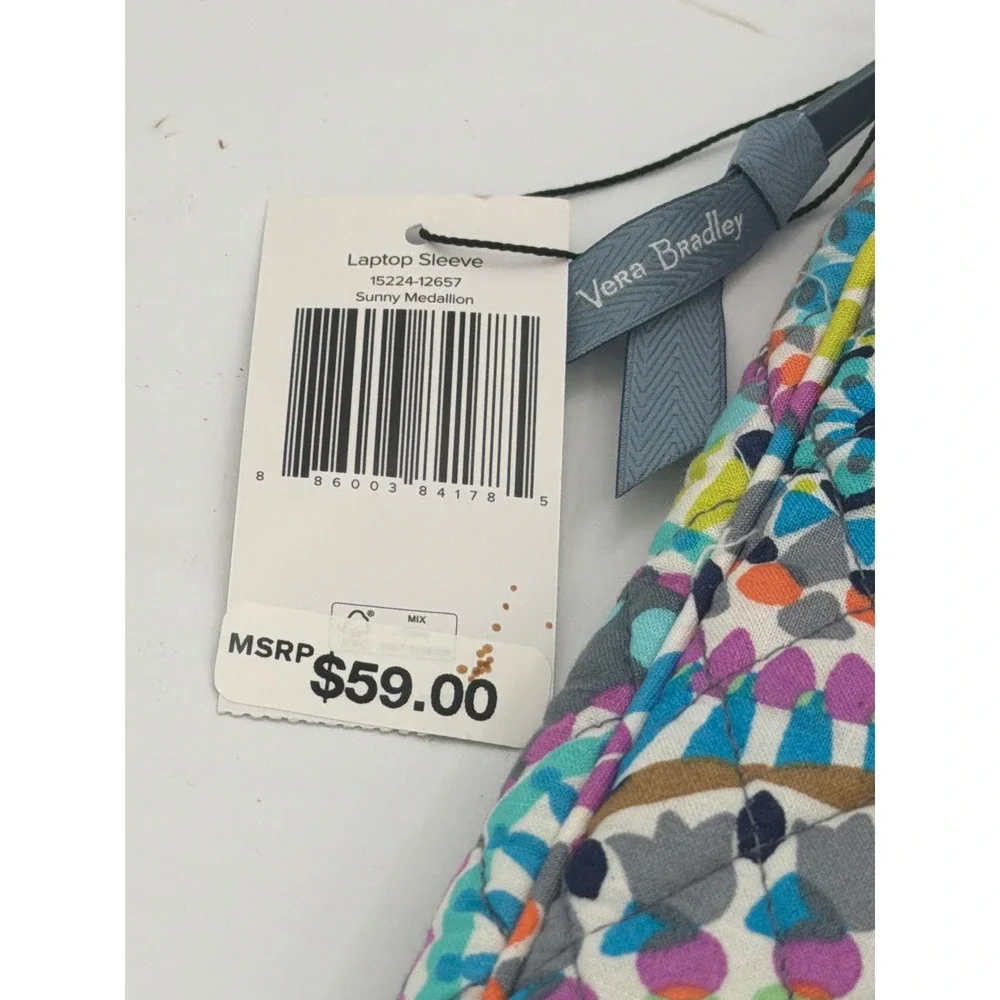 Vera Bradley Sunny Medallion Quilted Cotton Laptop Sleeve Case Zip NWT